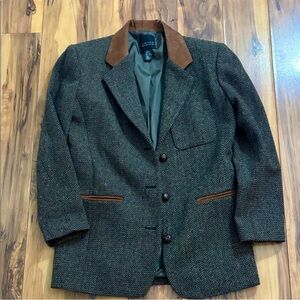 Dark Brown Herringbone Blazer